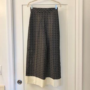 ZARA Printed Black & Cream Wide Leg Cropped Pants